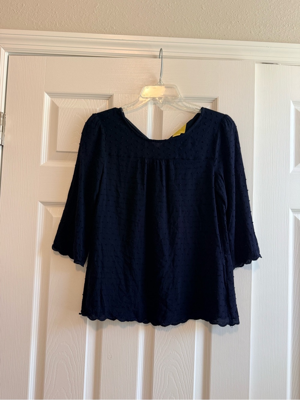 Anthropologie Maeve Navy Swiss Dot Tunic Top